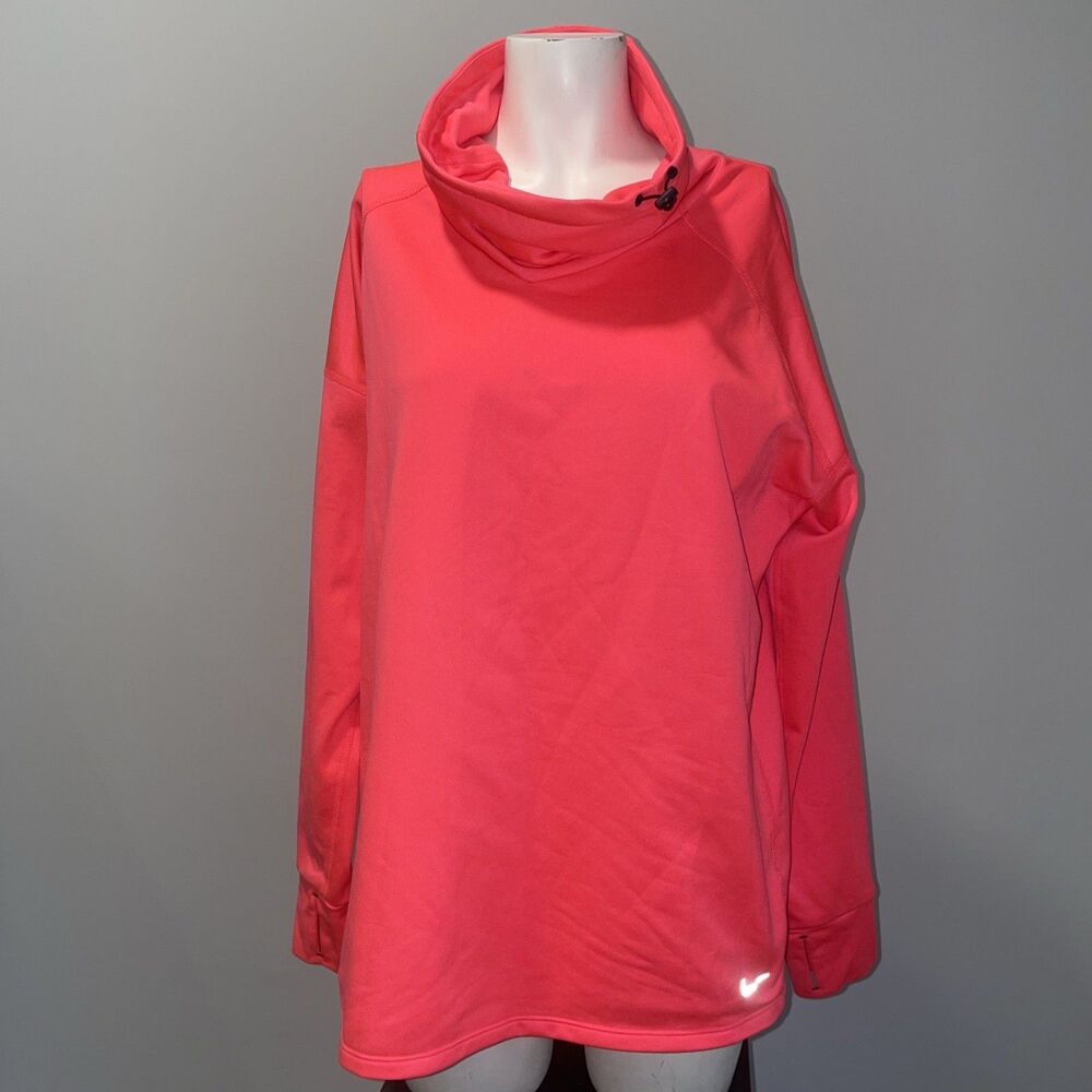 Nike Women Running Relay Midweight Pullover 659996 Neon Pink Bright Large